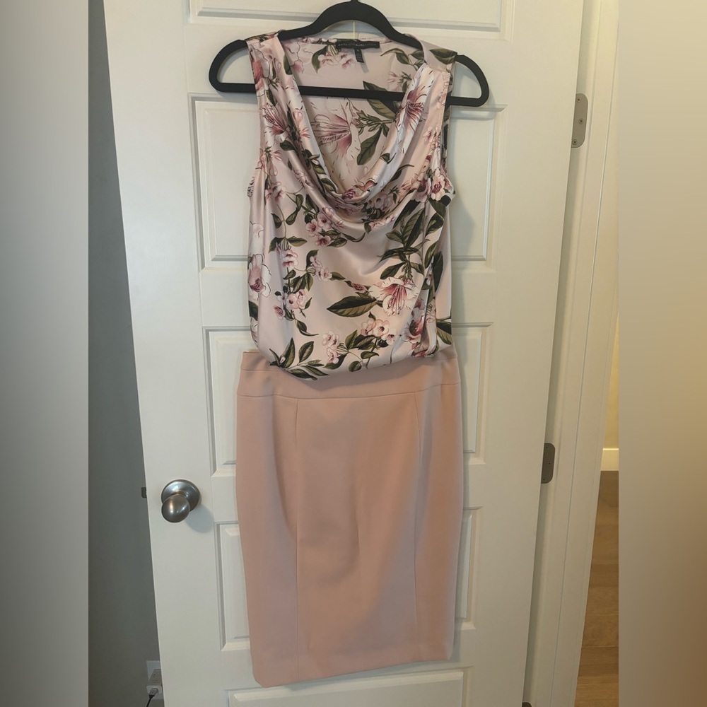 White House Black Market Pink Floral Cowl Neck Blouse - Picture 3 of 8
